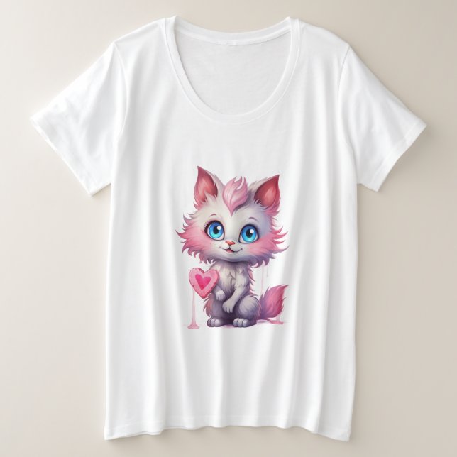 Sweetheart Kitty – Kawaii Pastel Cat Tee (Anverso del diseño)