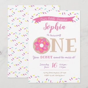 Sweetie Donut Doughnut Primera invitación de cumpl