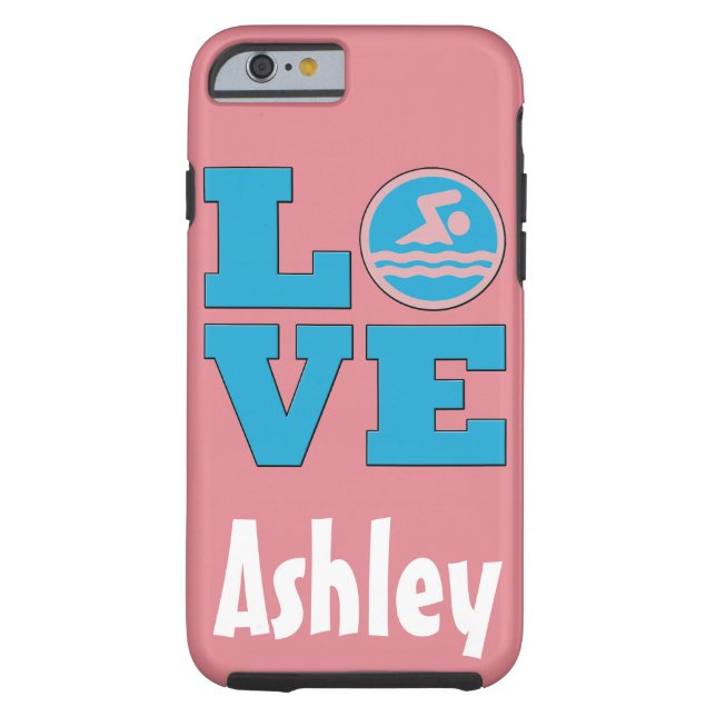 Swim Love IPhone 6 Funda para nadadores competitiv (Reverso)