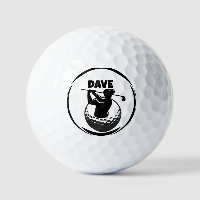 Swing de golf masculino y pelota de golf (Anverso)