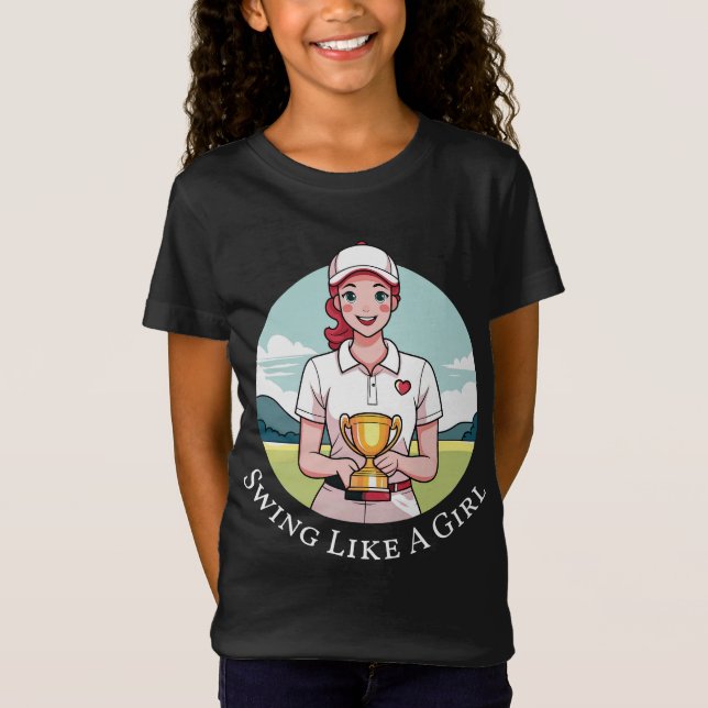 Swing Like a Chica Fine Jersey Golf Camiseta (Anverso)