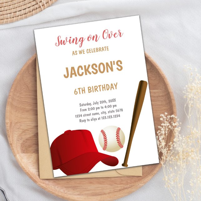 Swing On Over Baseball Birday Invitación (Swing on Over Baseballs Birthday Invitations)
