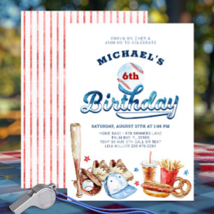 Swing On Over Baseball Birday Party Invitación
