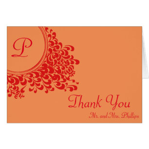Swirl Floral Decorativa Con Las Gracias Iniciales