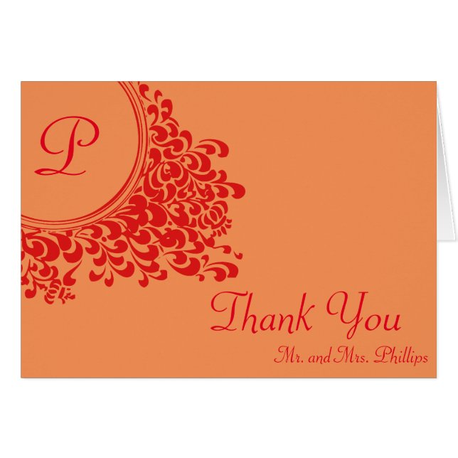 Swirl Floral Decorativa Con Las Gracias Iniciales (Anverso (Horizontal))