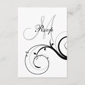 Swirl Monogram Wedding RSVP para tarjeta cuadrada