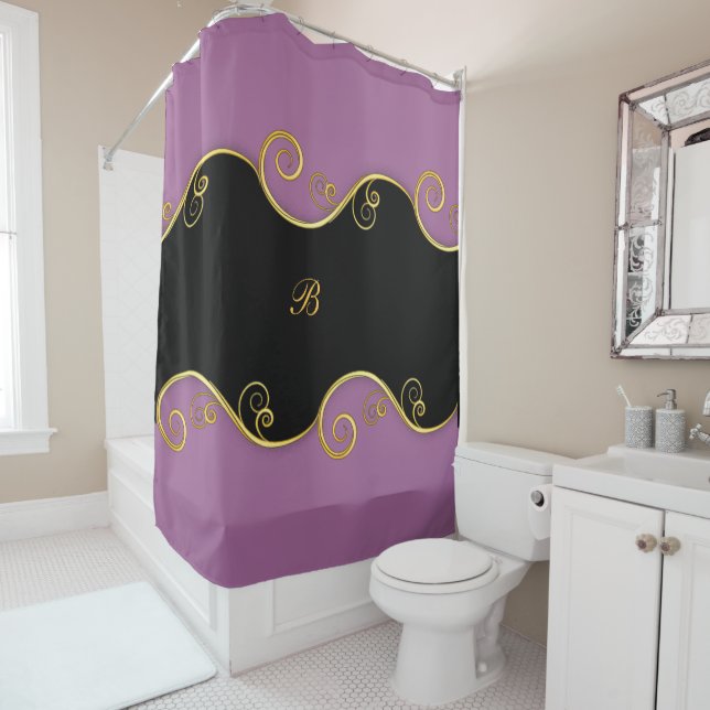 Swirl morado-negro sin monograma cortina de ducha (In situ)