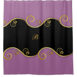 Swirl morado-negro sin monograma cortina de ducha