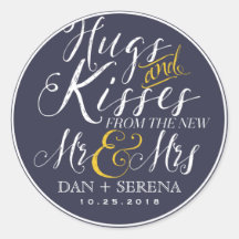 Swirl Script Sr. y Sra. Wedding Favor Pegatina