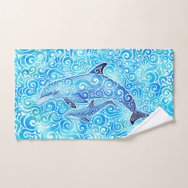 Swirly Dolphin (Toalla de mano)