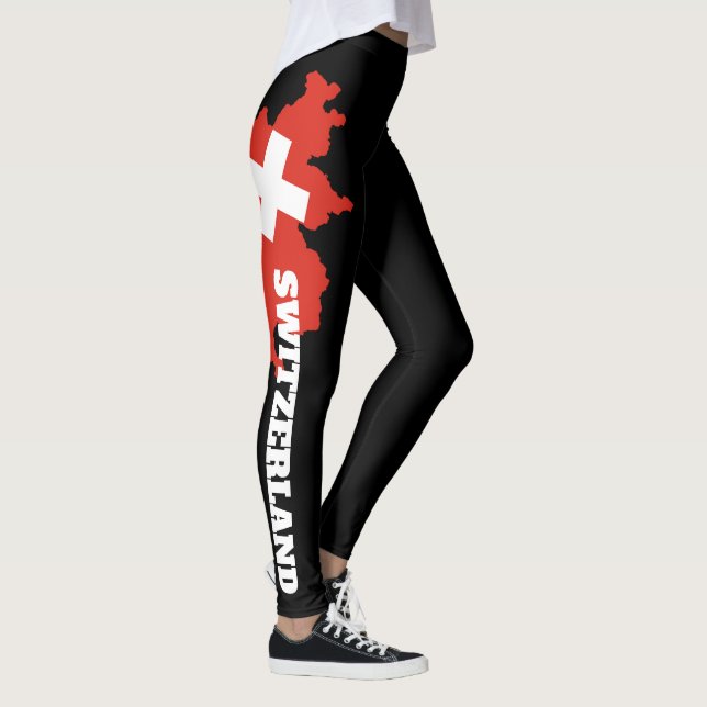 Swiss Flag Leggings - Switzerland Map Design Tight (Derecha)