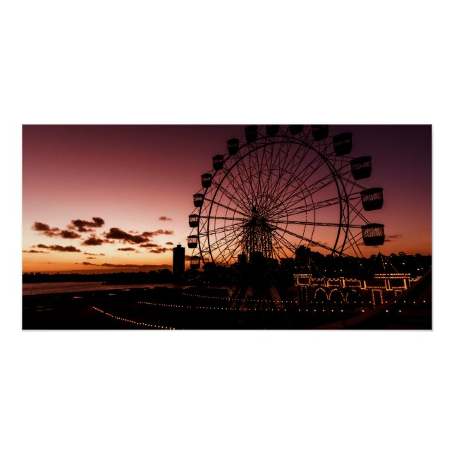 Sydney Luna Park en la noche Poster brillante (Anverso)