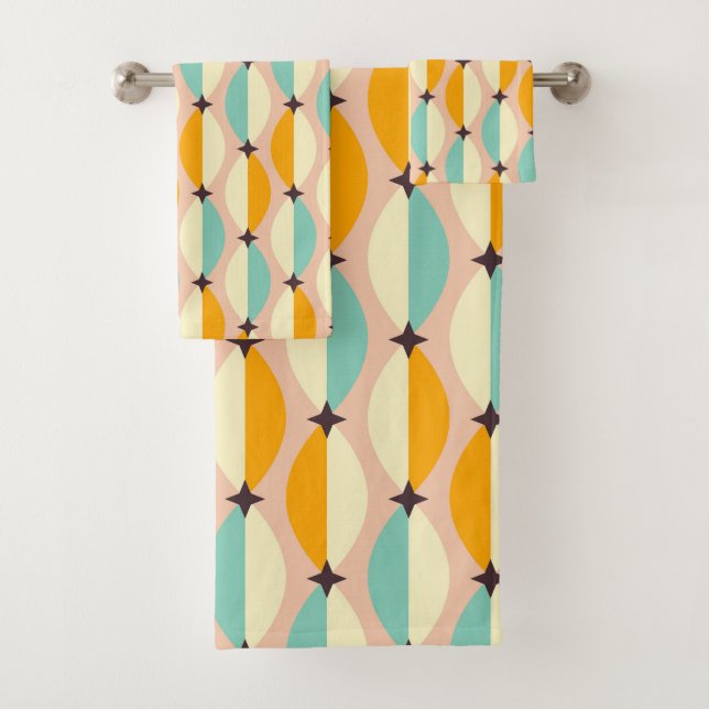 Symmetrical retro pattern with interlocking teal (In situ)