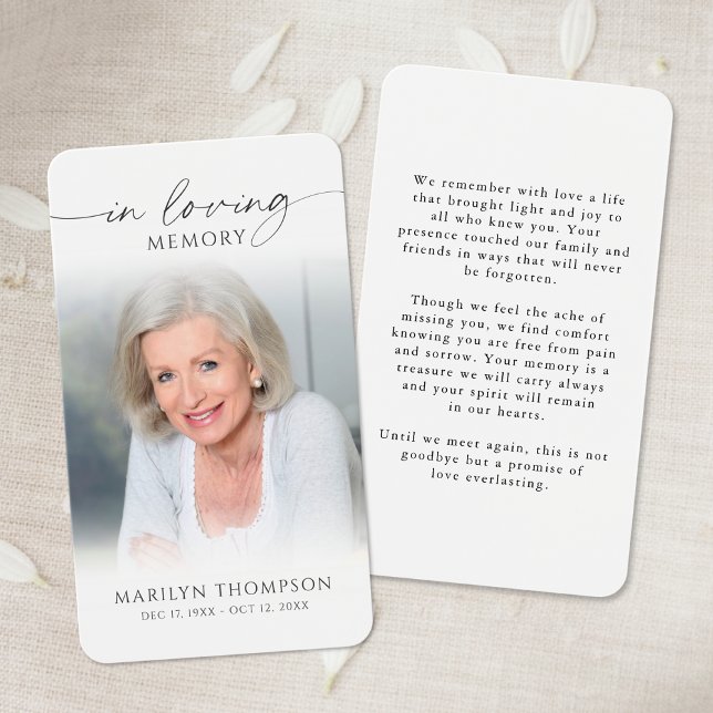 Sympathy In Loving Memory Photo Prayer Card (Subido por el creador)