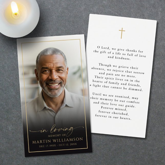 Sympathy Loving Memory Cross Photo Prayer Card (Subido por el creador)