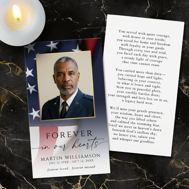 Sympathy US Flag Military Photo Prayer Card (Subido por el creador)