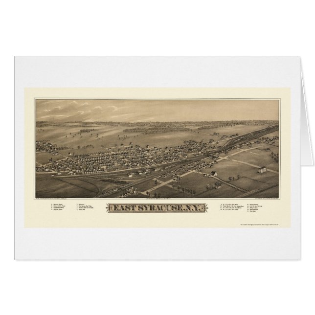 Syracuse del este, mapa panorámico de NY - 1885 (Anverso (Horizontal))