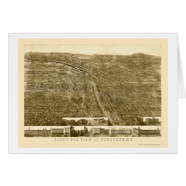 Syracuse, mapa panorámico de NY - 1868 (Anverso (Horizontal))
