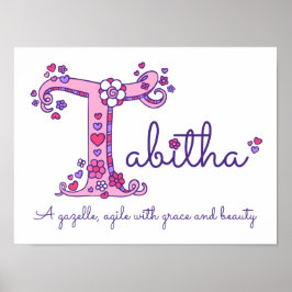 T arte en monograma Tabitha nombre chica significa