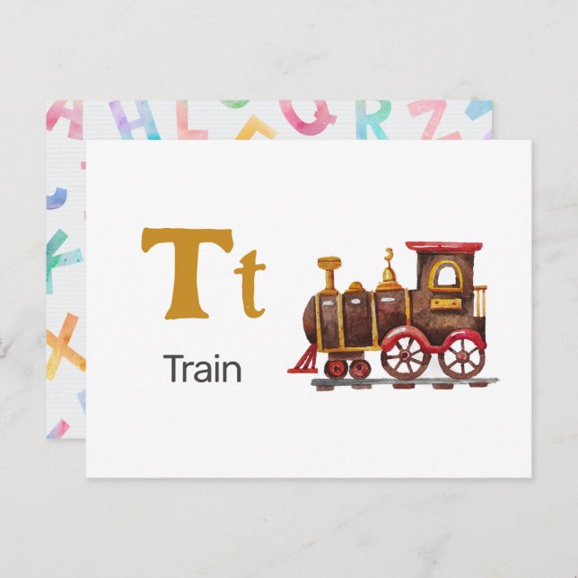 T es para el tren - Tarjeta Flash Alphabet (Anverso / Reverso)