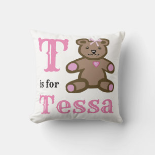 T es para Tessa bebé niña Almohada para lanzar