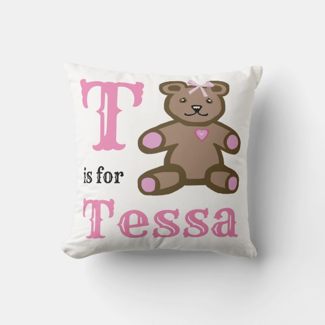 T es para Tessa bebé niña Almohada para lanzar (Anverso)