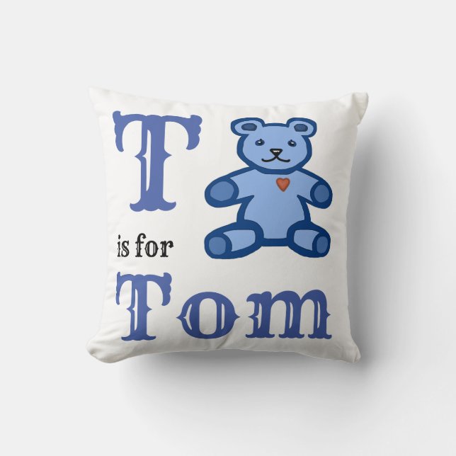 T es para Tom bebé niño Almohada para lanzar (Anverso)