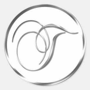T Monograma Sobre Plata Faux O Sello Favorito