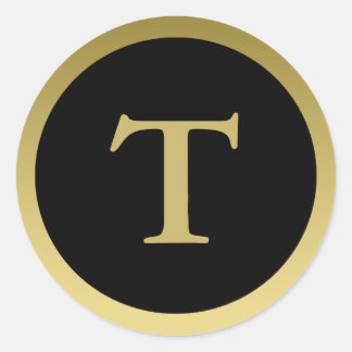 T : Monograma T Elegante Oro y Pegatina Negro