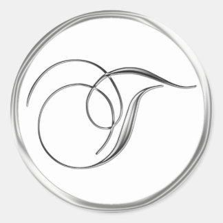 T Relleno De Letra Monograma Sobre Sello De Boda B