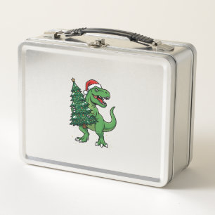 T-Rex de Navidad llevando árbol de Navidad