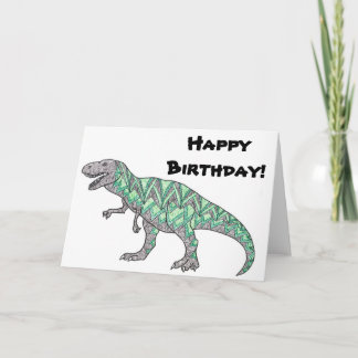 T-Rex dice ¡Feliz cumpleaños! Tarjeta de cumpleaño