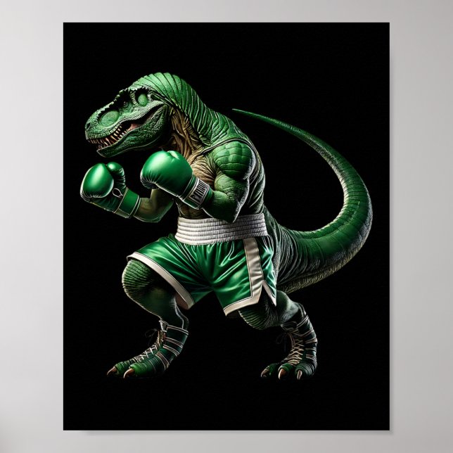 T-rex Dinosaur Haciendo Boxeo Boxeador Arte Marcia (Frente)