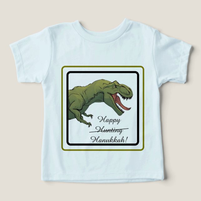 T-Rex Dinosaur Hanukkah Unisex Baby Set (Diseño delantero )