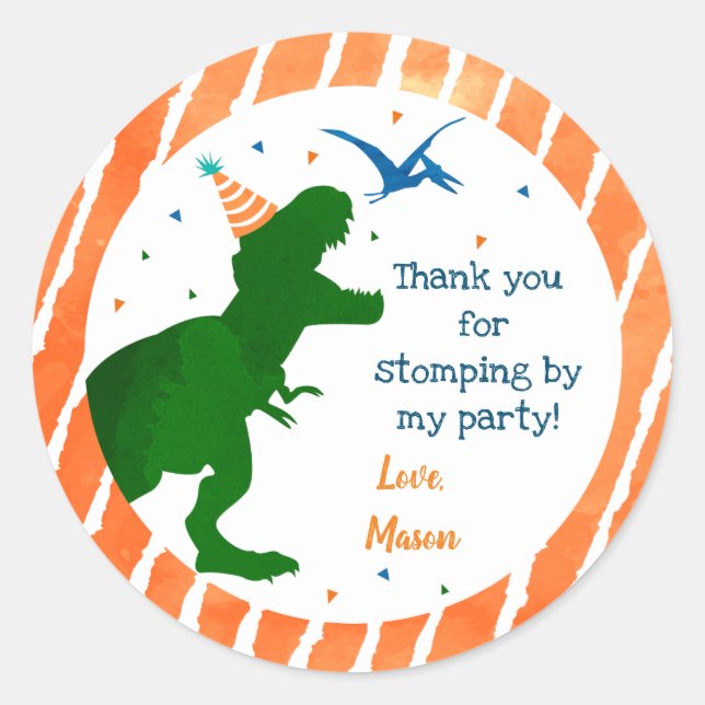 T-rex Dinosaur Tres Pegatinas del partido Rex Favo (Anverso)