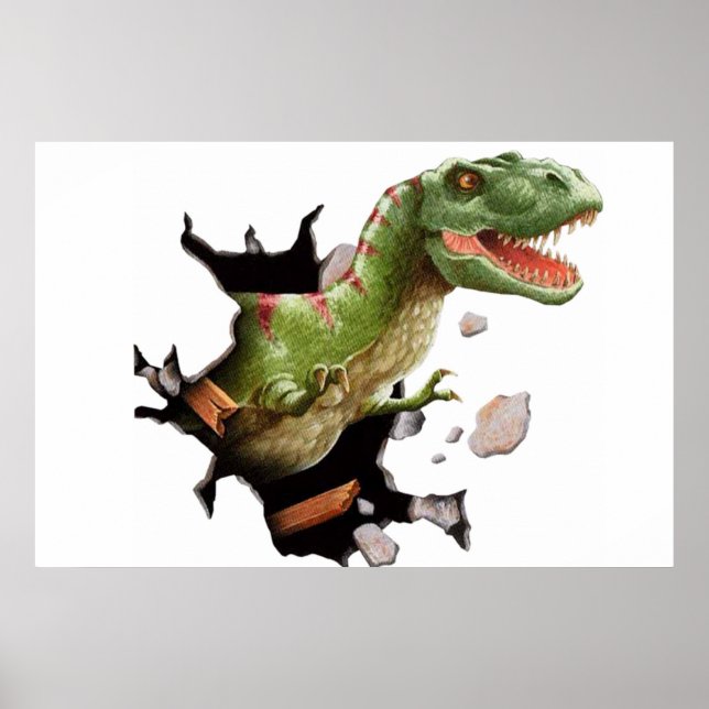 T Rex Dinosaur Wall Mural Posters Niños Sala (Frente)