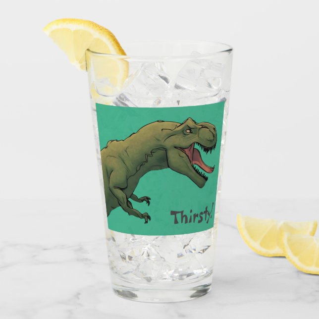 T-Rex Dinosaurio Sed! Vidrio para beber de la copa (Anverso (hielo))