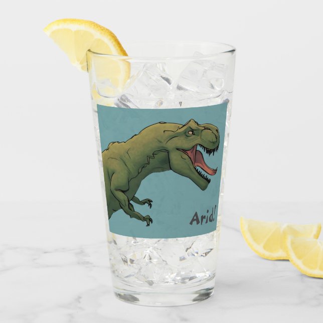 T-Rex Dinosaurio Sed! Vidrio para beber de la copa (Anverso (hielo))