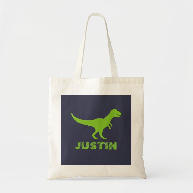 T Rex dinosaurio tote bolsa personalizada para niñ (Frente)