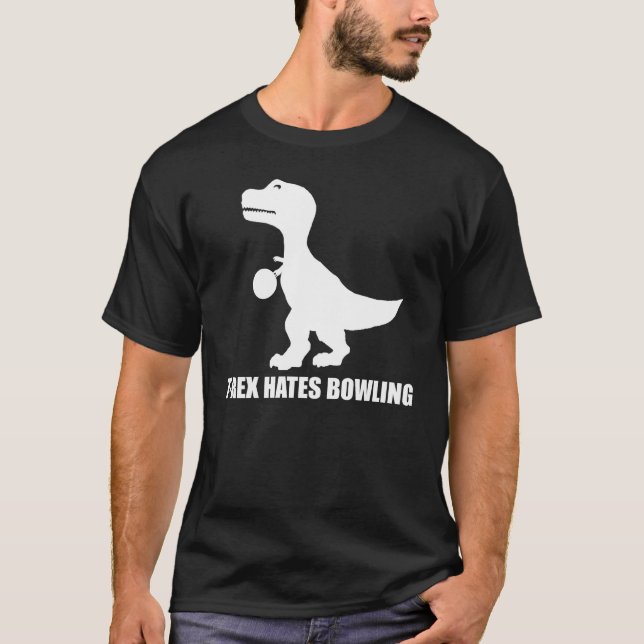 T-Rex odia la camiseta oscura que rueda (Anverso)