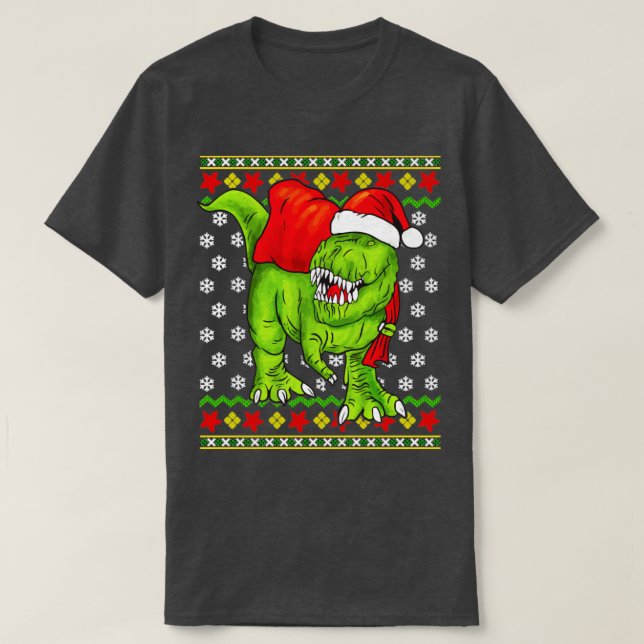 T Rex Santa Claus Navidades feos Sweater (Diseño del anverso)