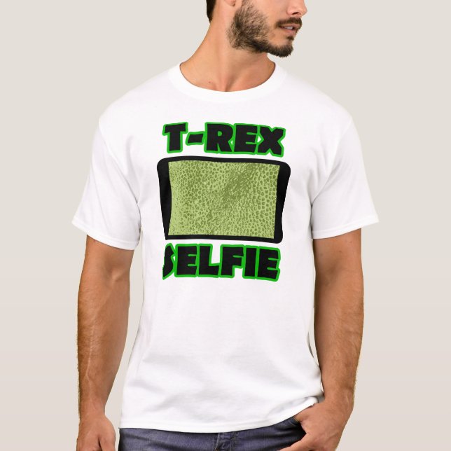 T-Rex Selfie Brazos cortos Camiseta de dinosaurio  (Anverso)