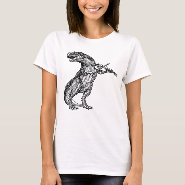 T Rex Tyrannosaurus Rex Jugando Camiseta De Violín (Anverso)