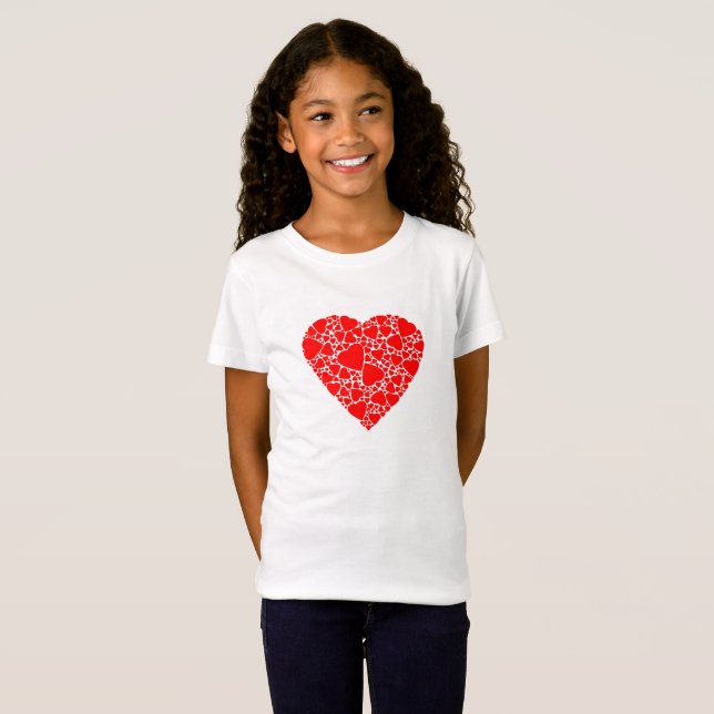 T-shirt en Jersey fina, Blanco con corazón rojo (Anverso completo)