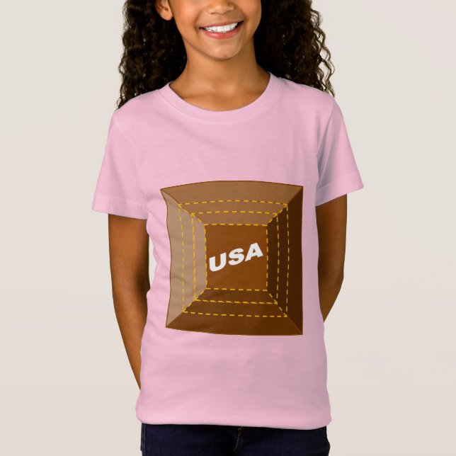 T-shirt rose jersey fin filles CHOCOLAT  USA  (Anverso)