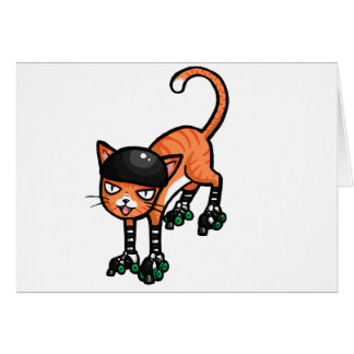 Tabby anaranjado en rollerskates