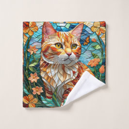 Tabby art stained glass cat colorful modern style