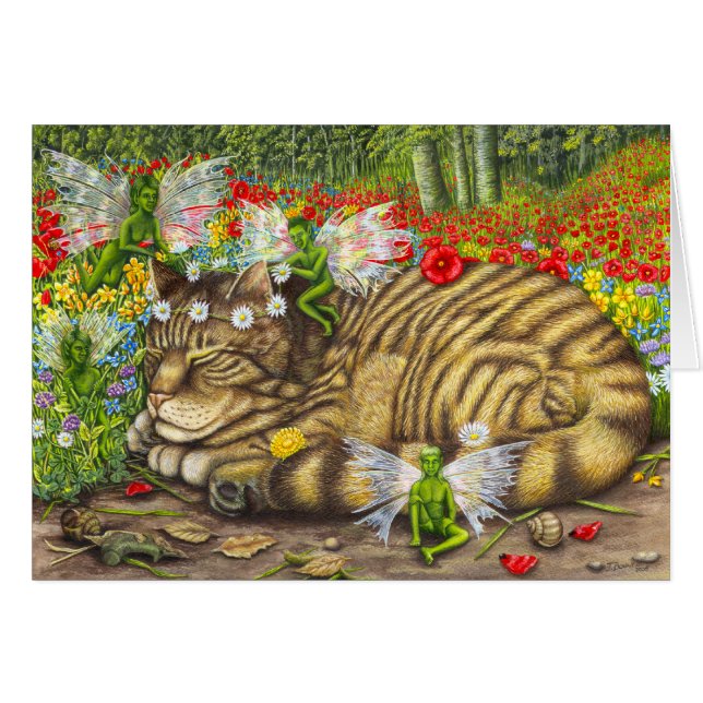 Tabby Cat and Faeries (Anverso (Horizontal))