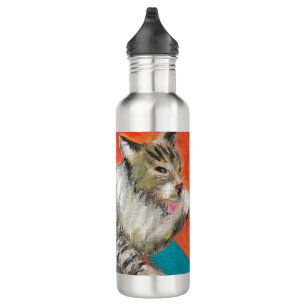 Tabby Cat Lavar dedos Botella de agua