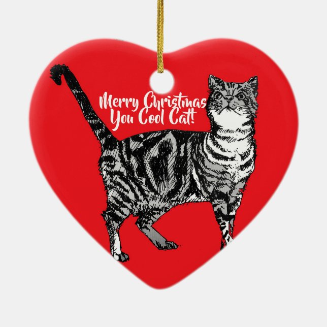 Tabby Cat Navidades Rojos Guay Decoración Infantil (Atrás)